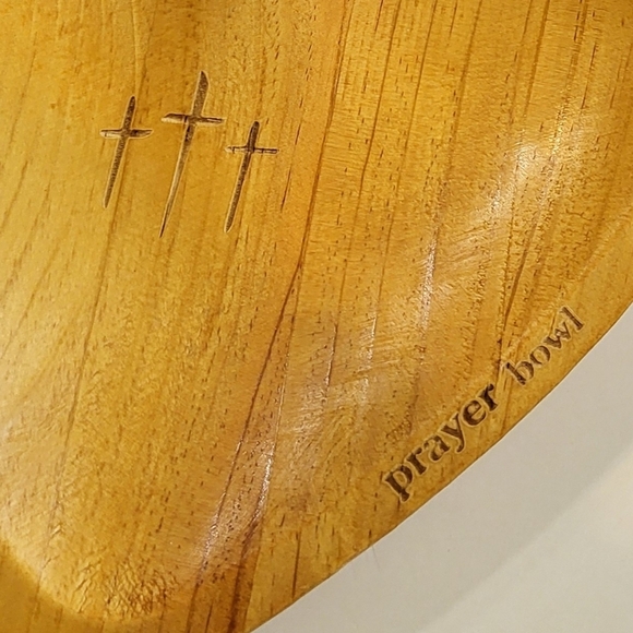 Heart-Shaped Prayer Wooden Bowl New - Picture 4 of 9